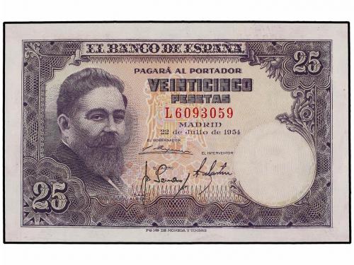 ESTADO ESPAÑOL. Lote 2 billetes 25 Pesetas. 22 Julio 1954. A