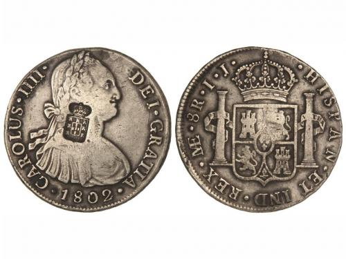 CARLOS IV. 8 Reales. 1802. LIMA. I.J. 26,55 grs. Resello por