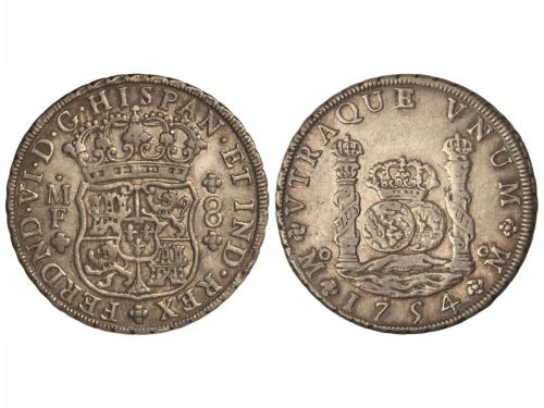 FERNANDO VI. 8 Reales. 1754. MÉXICO. M.F. 26,90 grs. Columna