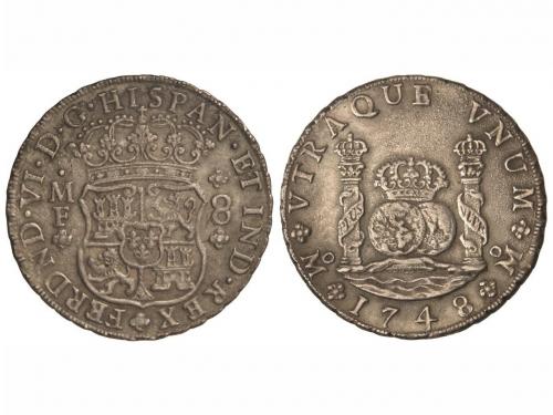 FERNANDO VI. 8 Reales. 1748. MÉXICO. M.F. 27,05 grs. Columna