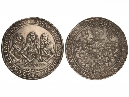 ESTADOS ALEMANES. Thaler. 1658. JORGE III, LUIS IV y CHRISTI