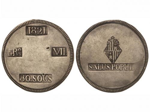FERNANDO VII. 30 Sous. 1821. MALLORCA. SALUS POPULI. 26,46 g