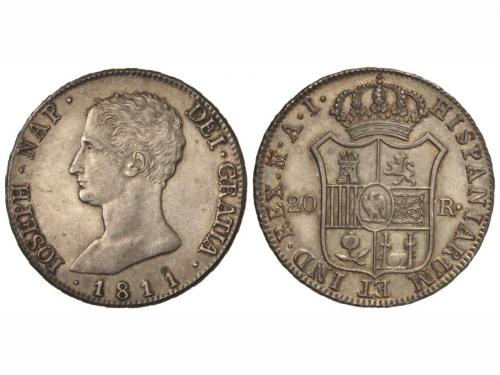 JOSÉ NAPOLEÓN. 20 Reales. 1811. MADRID. A.I. 27,25 grs. Águi