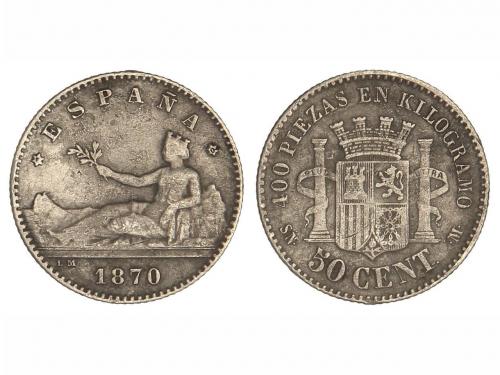 GOB. PROVISIONAL y I REPÚBLICA. 50 Céntimos. 1870 (*7-0). S.