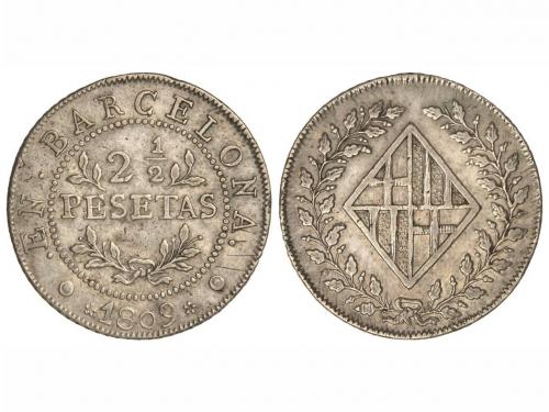 OCUPACIÓN NAPOLEÓNICA de CATALUNYA. 2 1/2 Pesetas. 1809. BAR