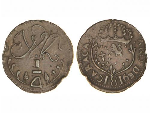 FERNANDO VII. 1 Cuarto. 1816. CARACAS. 4,29 grs. Pátina marr