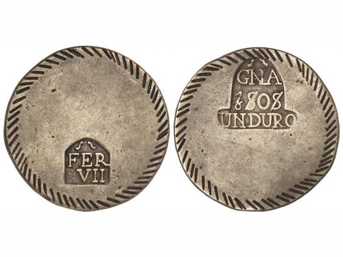 FERNANDO VII. 1 Duro. 1808. GIRONA. 26,28 grs. AR. (Ligeros 
