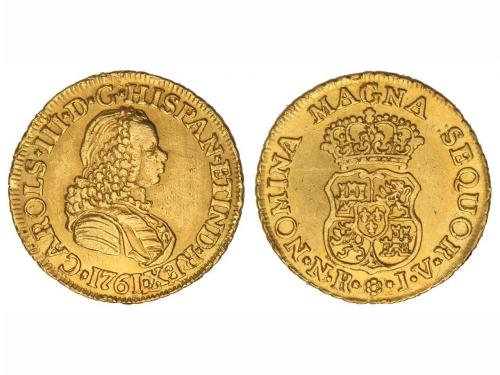 CARLOS III. 2 Escudos. 1761. NUEVO REINO. J.V. 6,52 grs. (Si