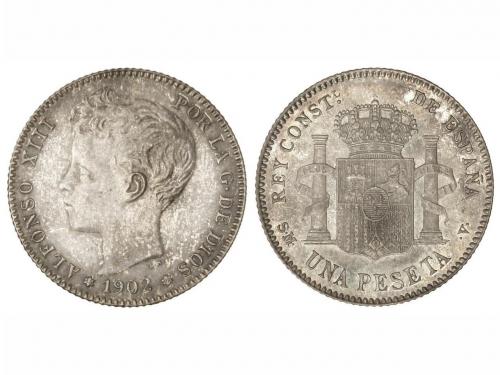 ALFONSO XIII. 1 Peseta. 1902 (*19-02). S.M.-V. Con certifica