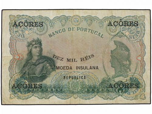 BILLETES EXTRANJEROS. 10.000 Reis Ouro. 30.9.1910. AZORES. C