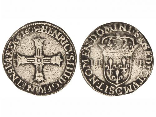 FRANCIA. 1/4 Ecu. 1605. ENRIQUE IV. SAINT LO. 8,93 grs. Dup-