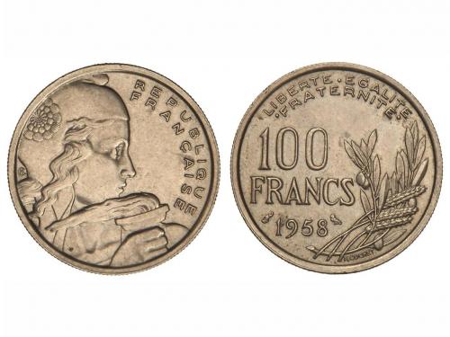 FRANCIA. 100 Francos. 1958. 6,16 grs. CuNi. Marca: Lechuza. 