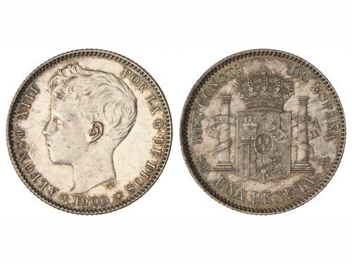 ALFONSO XIII. 1 Peseta. 1900 (*19-00). S.M.-V. Pátina y rest