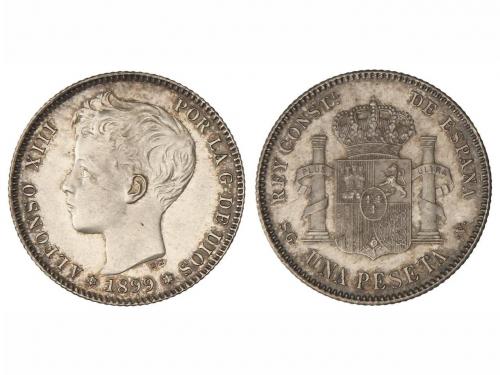 ALFONSO XIII. 1 Peseta. 1899 (*18-99). S.G.-V. Pátina y bril
