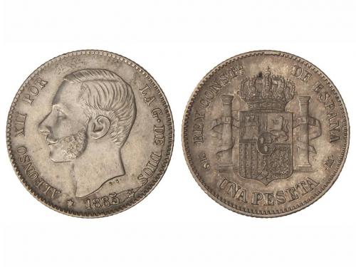 ALFONSO XII. 1 Peseta. 1885 (*18-86). M.S.-M. (Rotura de cuñ
