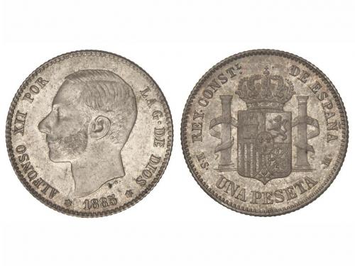 ALFONSO XII. 1 Peseta. 1885 (*18-85). M.S.-M. El 8 de la seg