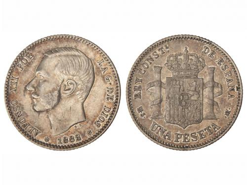 ALFONSO XII. 1 Peseta. 1882 (*18-82). M.S.-M. Pátina. MBC+. 