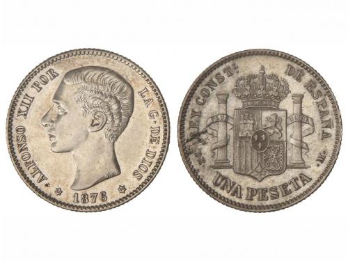 ALFONSO XII. 1 Peseta. 1876 (*18-76). D.E.-M. (Limpiada en a