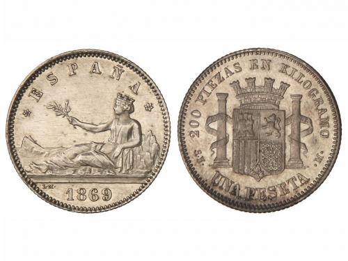 GOB. PROVISIONAL y I REPÚBLICA. 1 Peseta. 1869 (*18-69). S.N