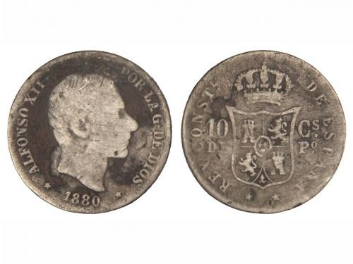 ALFONSO XII. 10 Centavos de Peso. 1880. MANILA. (Leves oxida