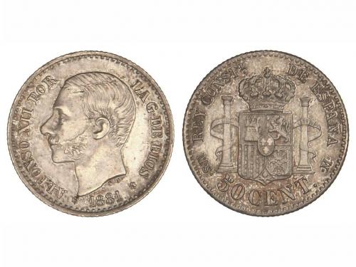 ALFONSO XII. 50 Céntimos. 1881 (*8-1). M.S.-M. (Leves rayita