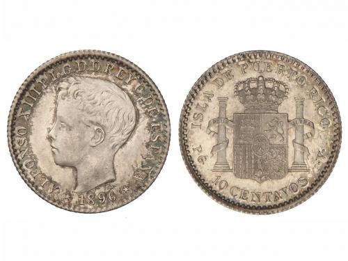 ALFONSO XIII. 10 Centavos de Peso. 1896. PUERTO RICO. P.G.-V