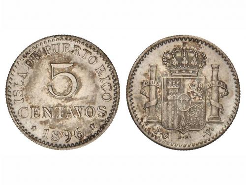 ALFONSO XIII. 5 Centavos de Peso. 1896. PUERTO RICO. P.G.-V.