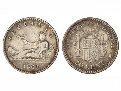 GOB. PROVISIONAL y I REPÚBLICA. 20 Céntimos. 1869 (*6-9). S.