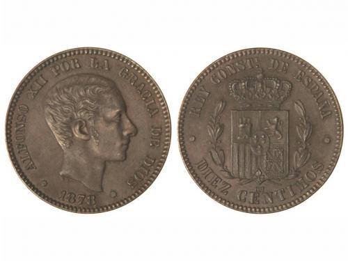 ALFONSO XII. 10 Céntimos. 1878. BARCELONA. O.M. EBC-. 