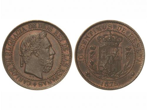 CARLOS VII Pretendiente. 10 Céntimos. 1875. BRUSELAS. Anvers