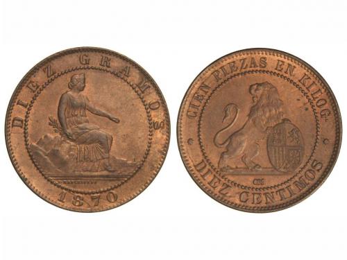 GOB. PROVISIONAL y I REPÚBLICA. 10 Céntimos. 1870. BARCELONA