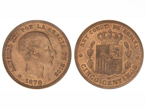 ALFONSO XII. 5 Céntimos. 1878. BARCELONA. O.M. Color origina