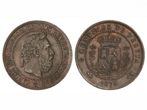CARLOS VII Pretendiente. 5 Céntimos. 1875. BRUSELAS. Anverso