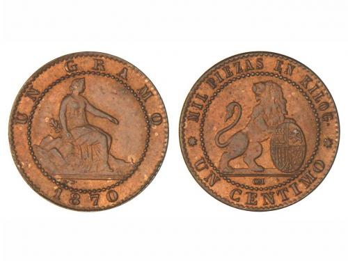 GOB. PROVISIONAL y I REPÚBLICA. 1 Céntimo. 1870. BARCELONA. 