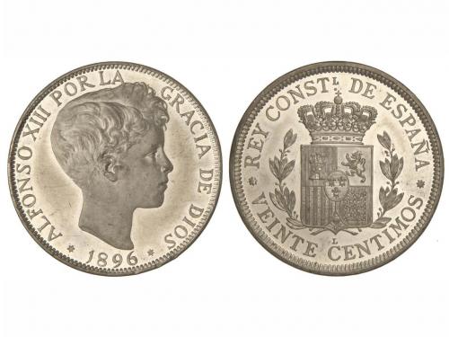 ALFONSO XIII. 20 Céntimos. 1896-L. LONDRES. 17,73 grs. AR?. 