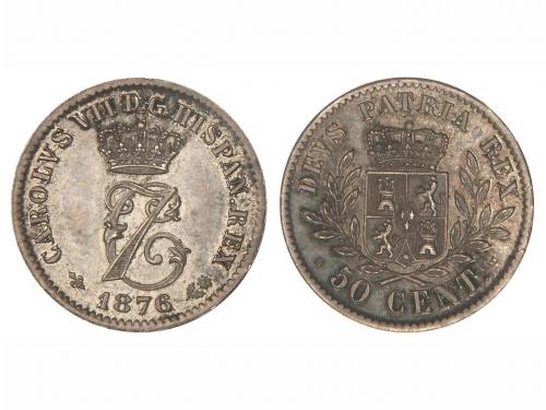 CARLOS VII Pretendiente. 50 Céntimos. 1876. BRUSELAS. O.T. G