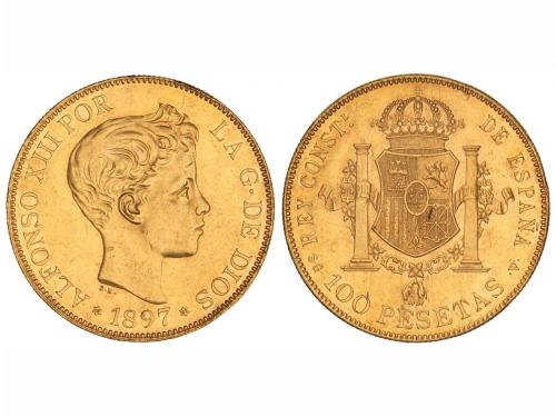 ALFONSO XIII. 100 Pesetas. 1897 (*18-97). S.G.-V. Restos de 