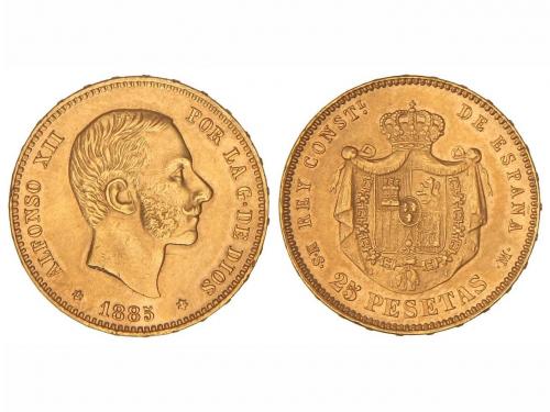 ALFONSO XII. 25 Pesetas. 1885 (*18-86). M.S.-M. (Rayitas en 