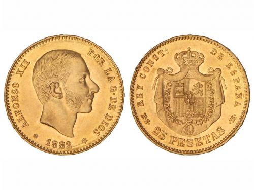 ALFONSO XII. 25 Pesetas. 1882 (*18-82). M.S.-M. Brillo origi