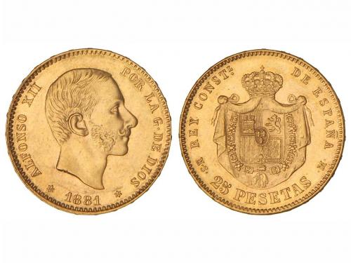 ALFONSO XII. 25 Pesetas. 1881 (*18-81). M.S.-M. EBC. 
