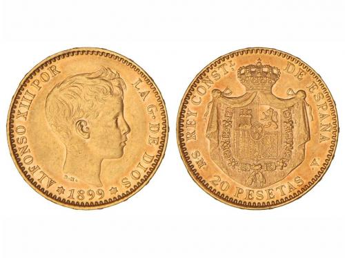 ALFONSO XIII. 20 Pesetas. 1899 (*18-99). S.M.-V. Restos de b