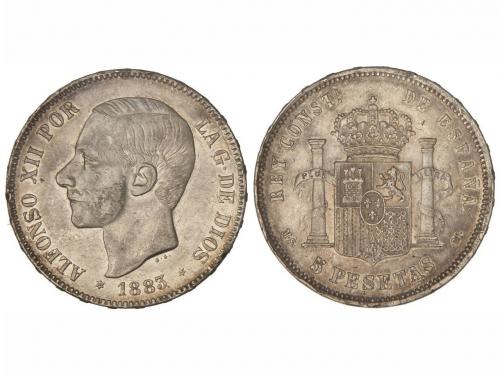 ALFONSO XII. 5 Pesetas. 1883/1 (*18-83). M.S.-M. Rectificaci