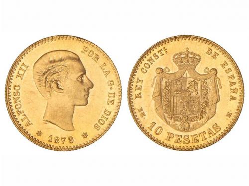 ALFONSO XII. 10 Pesetas. 1879 (*18-79). E.M.-M. Brillo origi