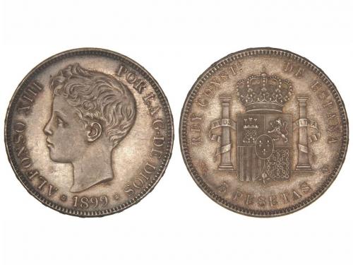 ALFONSO XIII. 5 Pesetas. 1899 (*18-99). S.G.-V. Bonita pátin
