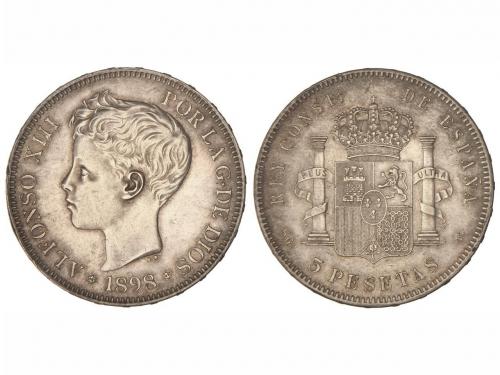 ALFONSO XIII. 5 Pesetas. 1898 (*18-98). S.G.-V. Pátina origi