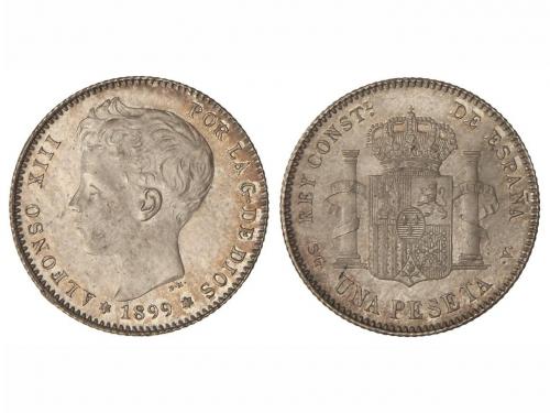 ALFONSO XIII. 1 Peseta. 1899 (*18-99). S.G.-V. Pátina y bril