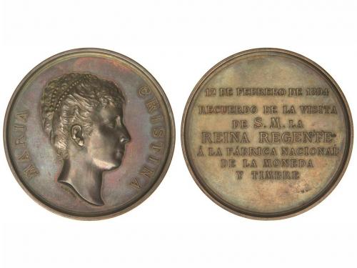 MEDALLAS ESPAÑOLAS. Visita de la reina Mª Cristina a la F.N.