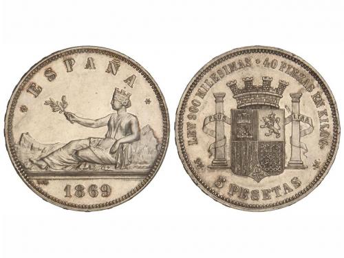 GOB. PROVISIONAL y I REPÚBLICA. 5 Pesetas. 1869 (*18-69). S.