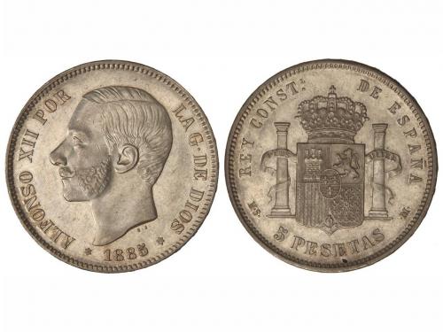 ALFONSO XII. 5 Pesetas. 1885 (*18-86). M.S./D.E.-M. VS-92.2.