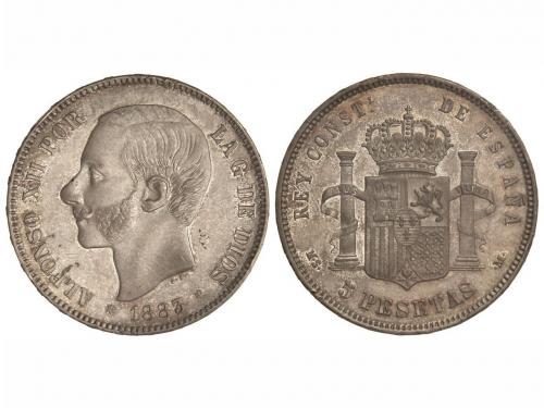 AMADEO I. 5 Pesetas. 1883 (*18-83). M.S.-M. Pátina. (Pequeño